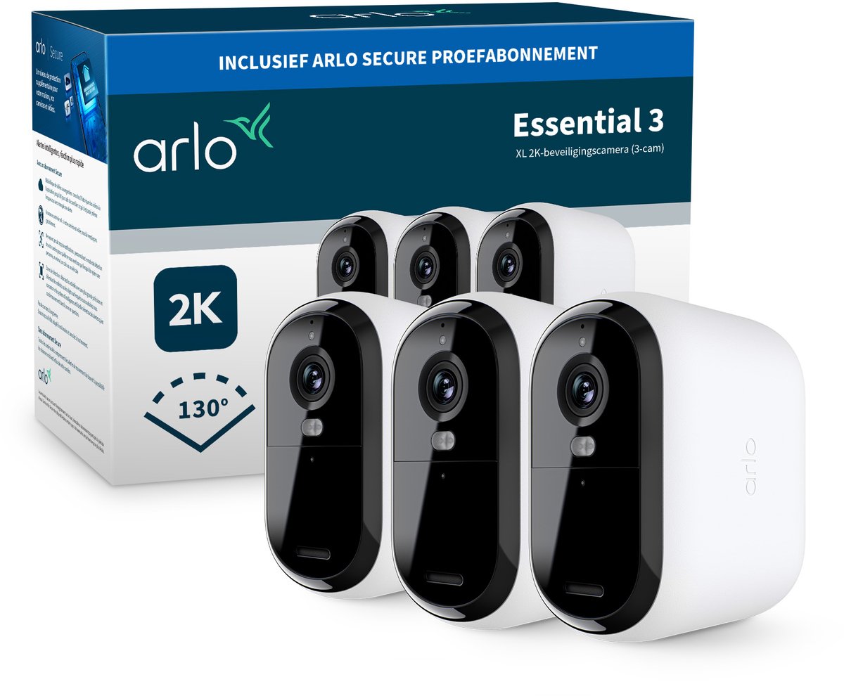 Arlo Essential3 XL 2K Überwachungskamera - 3 IP-Kameras