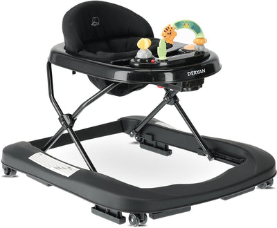 Luxuriöser 2-in-1-Gehstuhl Deryan – inklusive Spielset und Tablett – klappbar – Schwarz