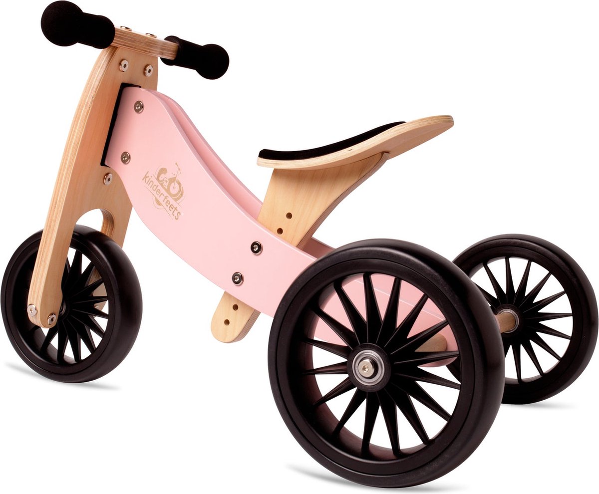 Kinderfeets 2-in-1-Laufrad-Dreirad aus Holz von klein bis groß – rosa