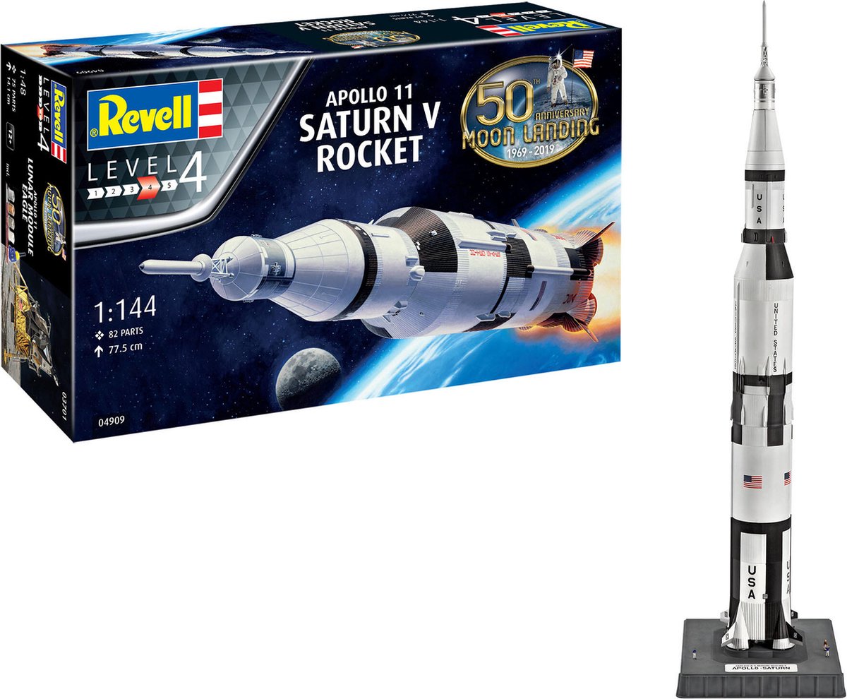 Revell Modellbausatz Militärfahrzeuge – 04909 Apollo Saturn V Kunststoff – 1:144 – Modellbau