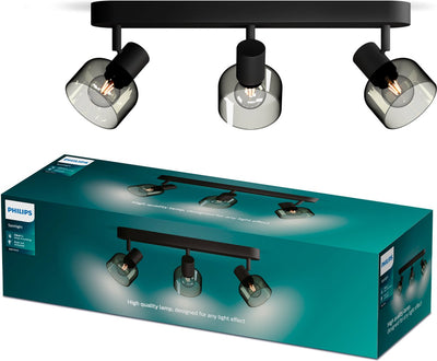 Philips LED Philips Sleet Spot – Deckenstrahler mit drei Lichtpunkten – mit Rauchglas – kleine Fassung E14