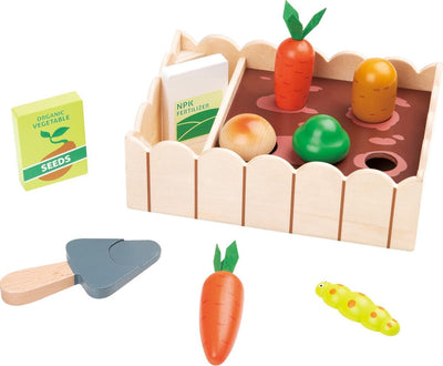 Lelin Toys lelin® Gemüsegarten-Spielset aus Holz – Holzspielzeug für Gartenarbeit und Rollenspiele – Lernspielzeug – ab 2 Jahren