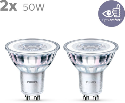 Philips LED-Energiesparspot – 50 W – GU10 – warmweißes Licht – 2 Stück – Energiekosten sparen