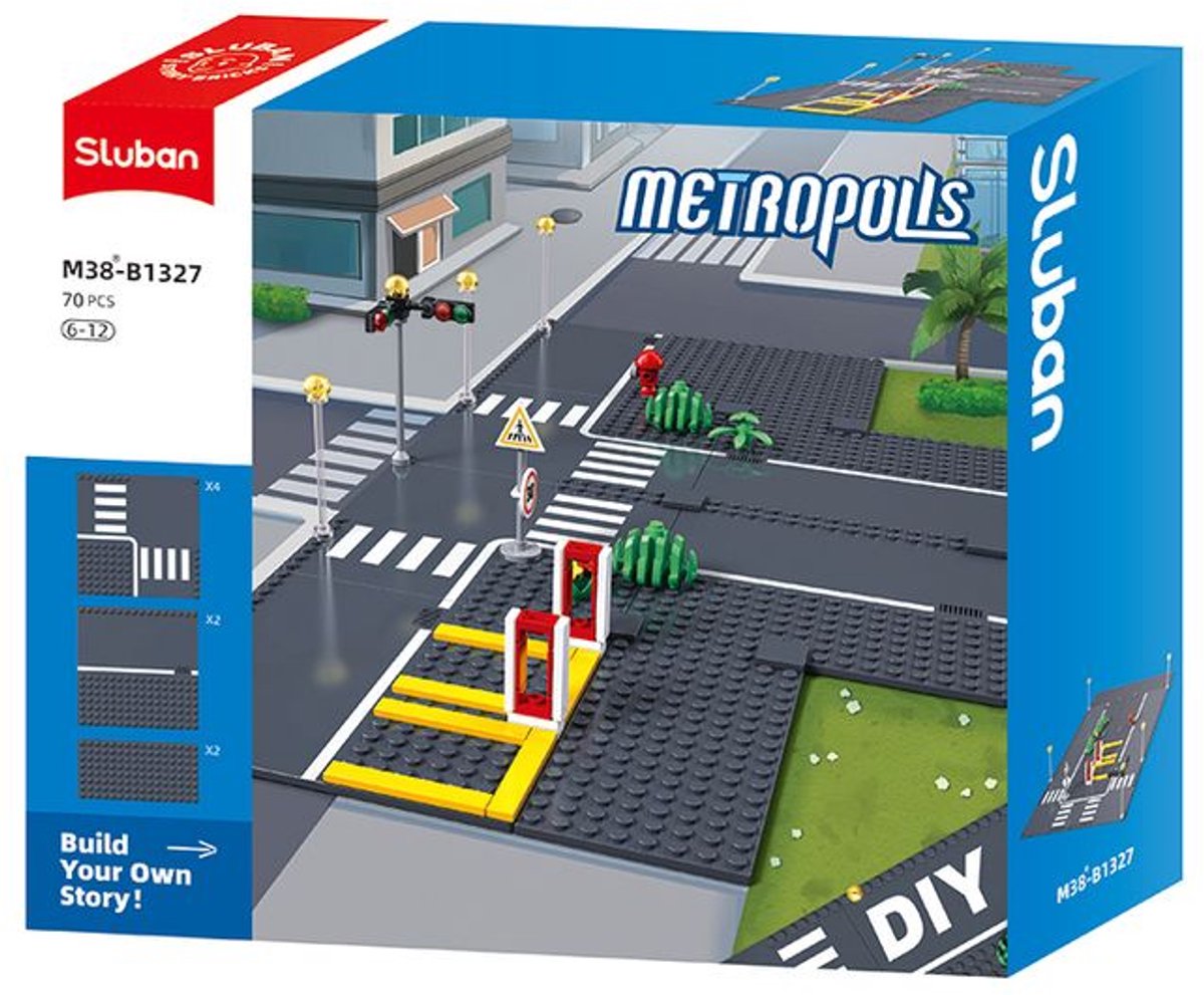 Sluban Metropolis Grundplatte Straßenbelag (m38-b1327)