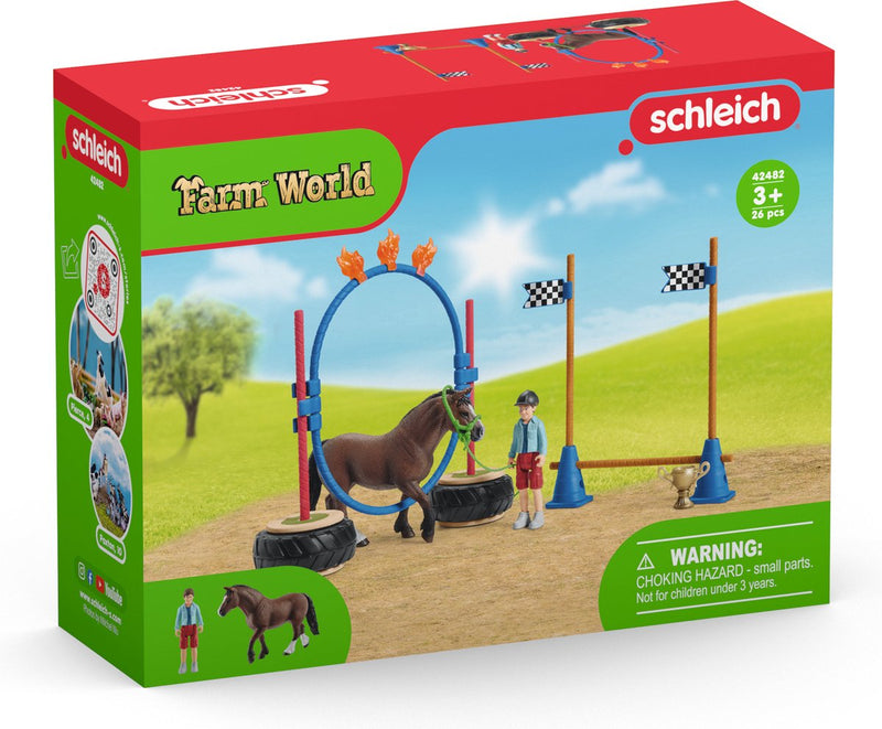 Schleich Farm World – Pony-Agility-Wettbewerb – Spielfiguren-Set – Kinderspielzeug für Jungen und Mädchen – 3 bis 8 Jahre