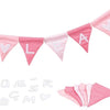 Goki Fabric Flag -Linie Machen Sie Pink mit 10 Flaggen und Alphabet -Zeichen