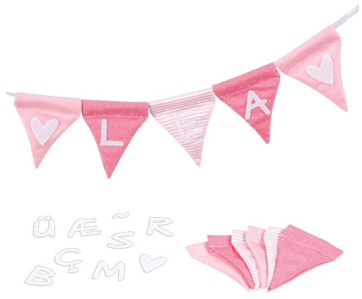 Goki Fabric Flag -Linie Machen Sie Pink mit 10 Flaggen und Alphabet -Zeichen