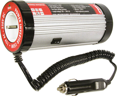 Carpoint Wechselrichter 12 V auf 230 V – 150 W 300 W Spitze – Getränkehaltermodell – mit Sicherheit – Zigarettenanzünder – kompakt