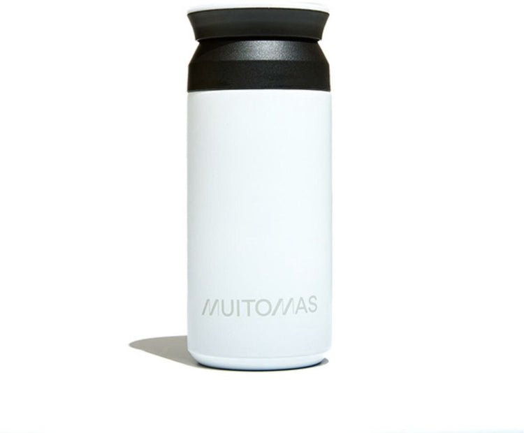 Muitomas Thermoflasche – doppelt isoliertes Futter – 350 ml – 12 Stunden heiße oder 24 Stunden kalte Getränke – weiß