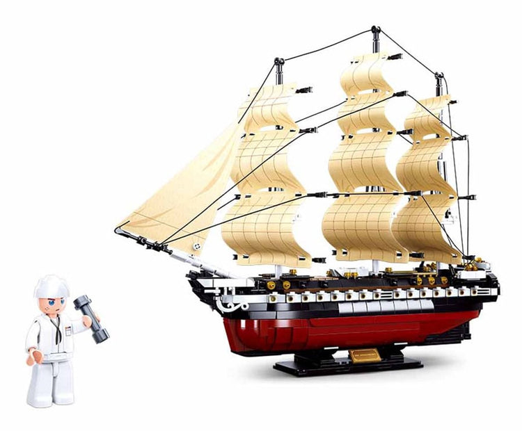 Sluban Modellsteine USS Constitution Fregatte Segelschiff Bauset Bootsmodellbausatz für Kinder Erwachsene ab 12 Jahren – Baukasten mit 1118 Bausteinen M38-B0836