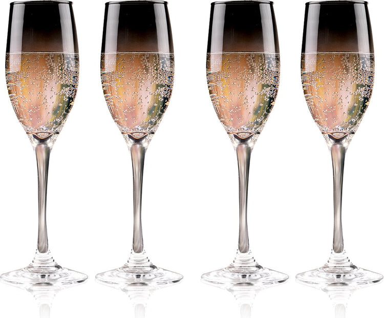 Alpina Sektgläser-Set 4-teilig – Sektgläser geräuchert – auch für Prosecco und Cava geeignet – Sektgläser für jeden Anlass – Glas
