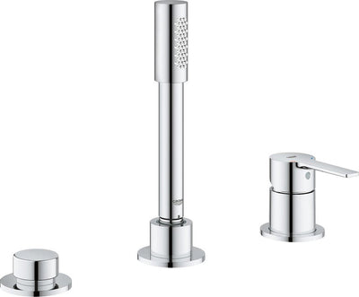 Grohe Linaere New Badewannenarmatur - Aufbauteil - Drei-Loch-Badewannenrandkombination - Chrom