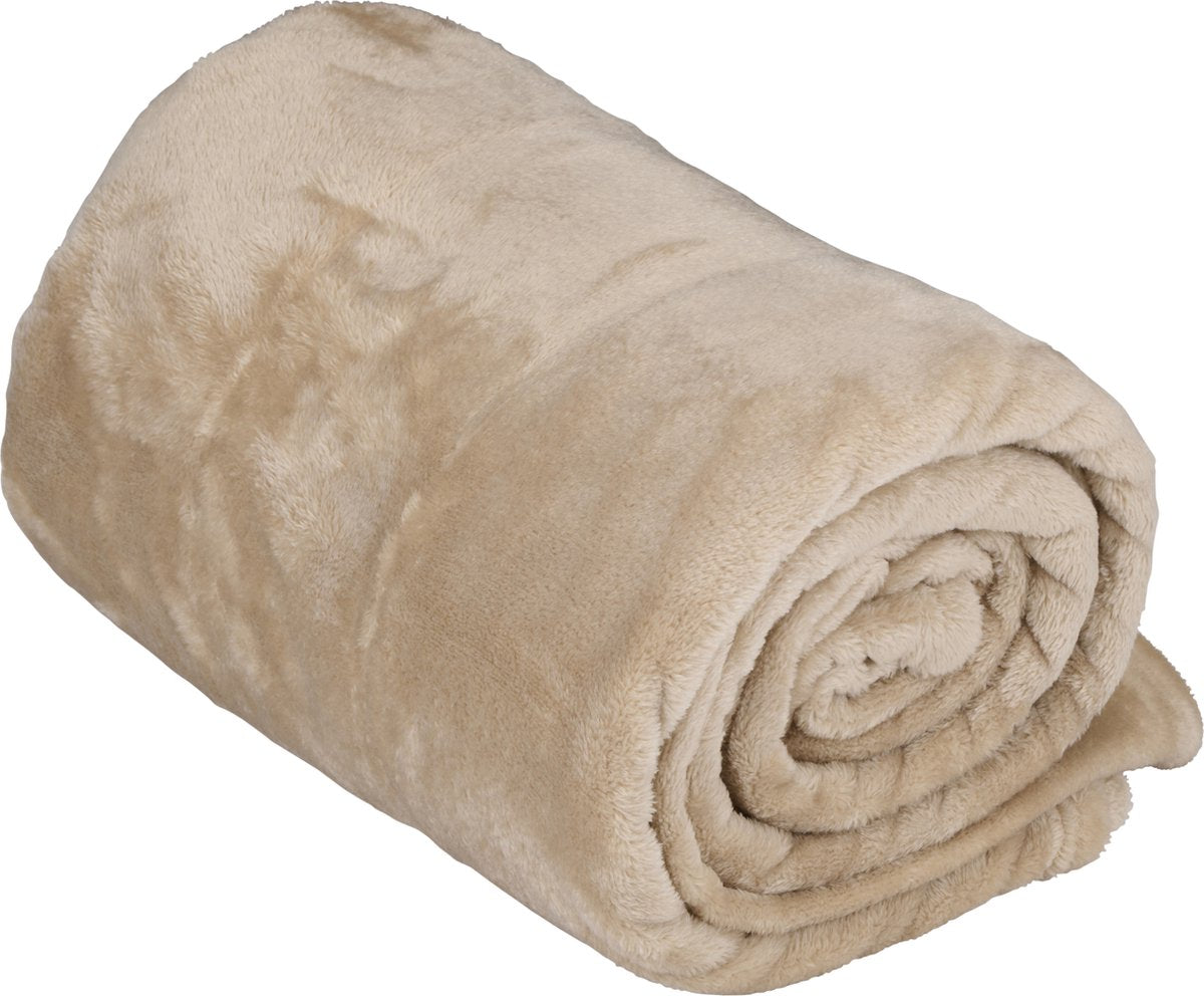 Arti casa Fleecedecke 150 x 200 cm – karierte Decke für die Couch, das Bett oder draußen – Heimdekoration für Wohnzimmer und Schlafzimmer – superweiches Material – Beige