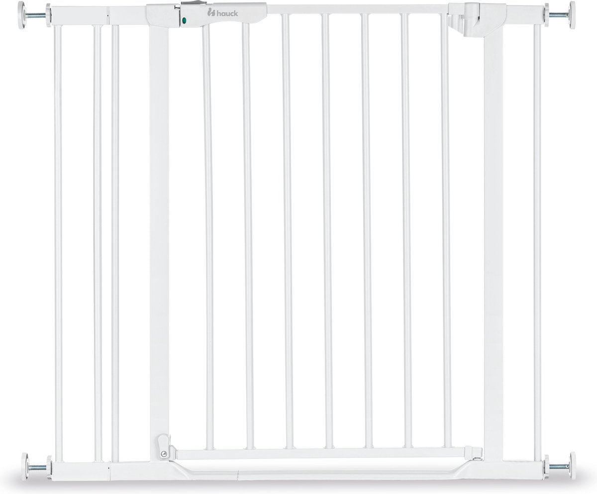 Hauck Clear Step Autoclose 2 Treppenschutzgitter mit 9 cm Verlängerung – 84 bis 89 cm – weiß