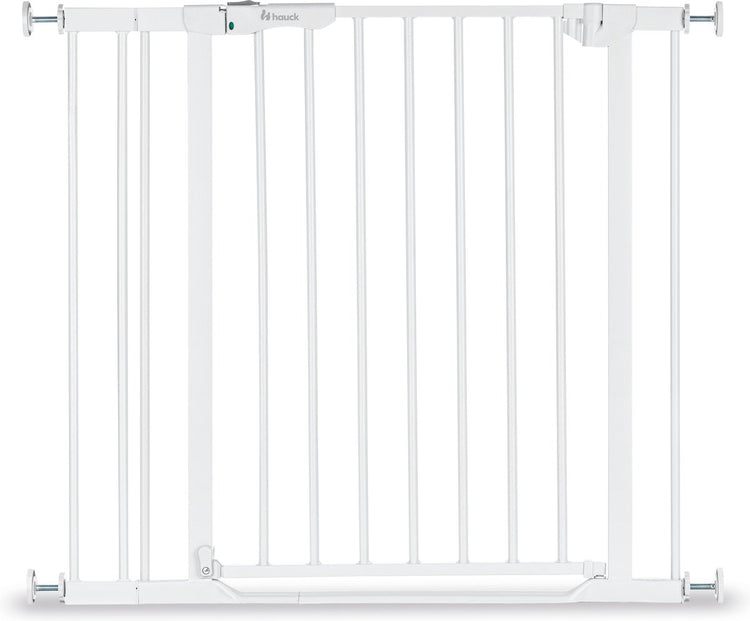 Hauck Clear Step Autoclose 2 Treppenschutzgitter mit 9 cm Verlängerung – 84 bis 89 cm – weiß