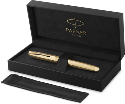 Parker Sonnet Ciselé Special Edition Tintenroller, Kappe, Schaft und Details mit Goldfinish, feine, schwarze Tinte
