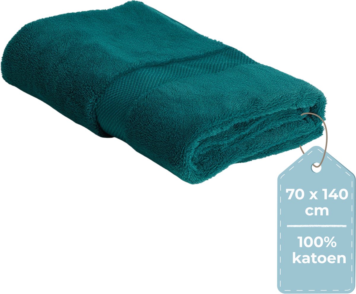 Stille. Living Hush Living Badetuch – pro Stück – 70 x 140 cm – 100 % Baumwolle – schwere Qualität, 500 g m2 – stilvolle Bordüre und Aufhängeöse – dunkelgrün