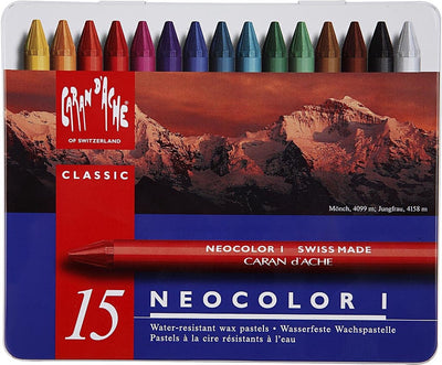 Caran dache caran d'ache neocolor i, L: 10 cm, Stärke 8,5 mm, verschiedene Farben, 15 Stück 1 Box