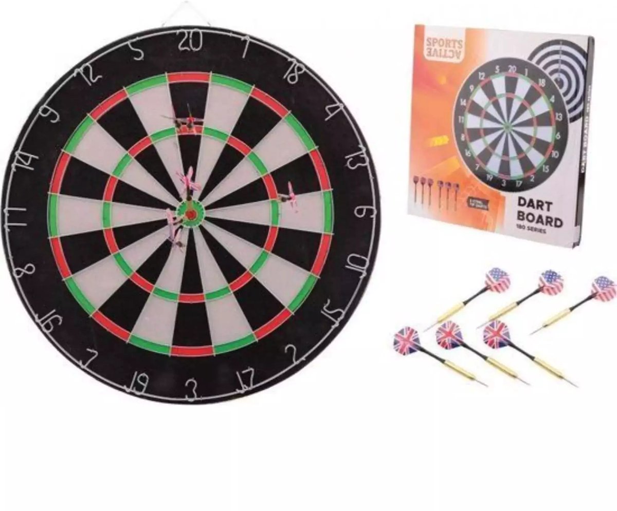 Benson Dartscheibe mit 6 Pfeilen – langlebiges Design – inklusive Zubehör