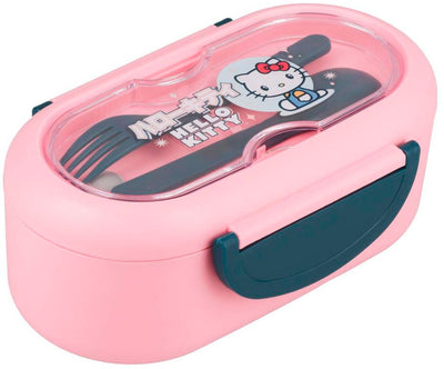 Paladone Hello Kitty Bento-Box – offiziell lizenzierte Sanrio-Lunchbox mit Trennwand, Gabel-Löffel-Set, spülmaschinenfest – mikrowellengeeignet, perfekt für Arbeit, Schule oder Picknicks –