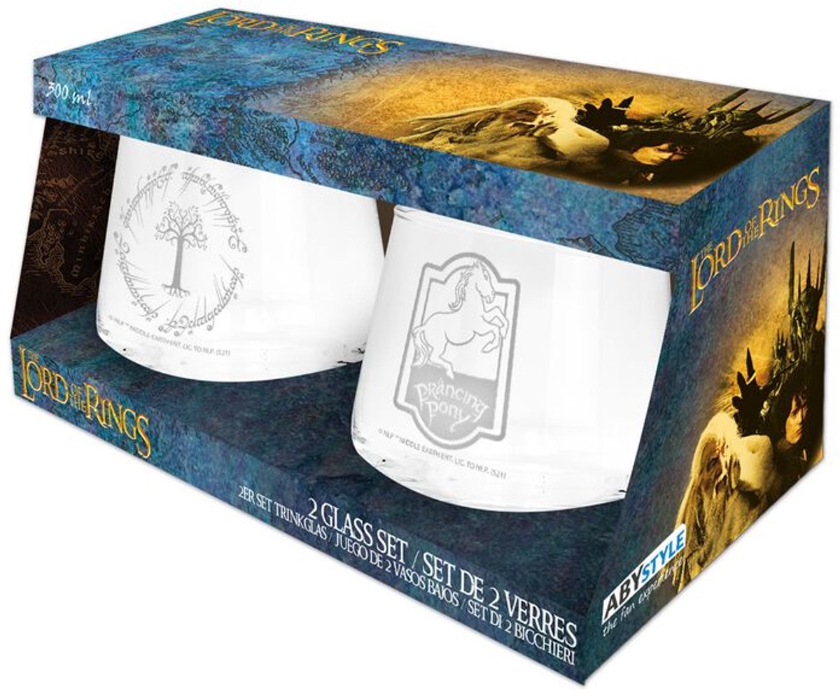 Der Herr der Ringe-Set mit 2 Brillen – Tänzelndes Pony und Gondor, Unisex-Brillenset – transparent – Standard