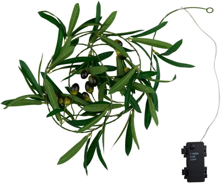 Arti Casa Olivenzweig-Lichterkette mit 20 LEDs – Timer – warmweiß – 2 m Kabel – IP44 spritzwassergeschützt