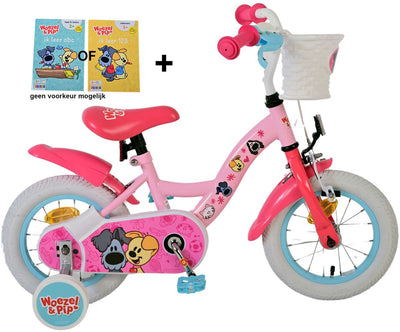 Volare Woezel Pip Kinderfahrrad – Mädchen – 12 Zoll – Pink + kostenloses Malbuch