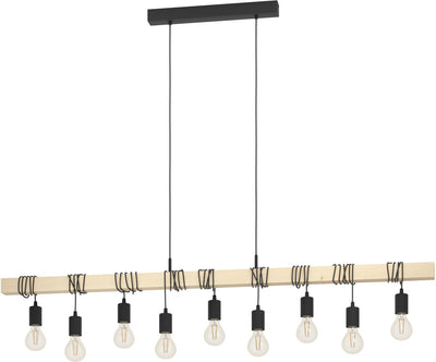 Eglo Townshend Hängelampe – E27 – 150 cm – braun schwarz – FSC-Holz