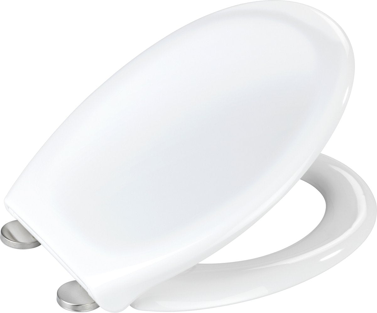 Wenko WC-Sitz iOS – Thermoplast weiß – Easy-Close-Soft-Close-Verschluss – Fix-Clip-Befestigung aus Edelstahl – WC-Sitz – WC-Sitz – weiß
