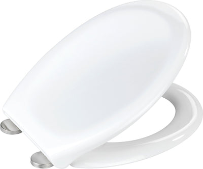 Wenko WC-Sitz iOS – Thermoplast weiß – Easy-Close-Soft-Close-Verschluss – Fix-Clip-Befestigung aus Edelstahl – WC-Sitz – WC-Sitz – weiß