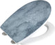WENKO WC-Sitz Zement – Thermoplast mit Strukturdruck – Easy-Close-Soft-Close-Verschluss – Fix-Clip-Befestigung aus Edelstahl abklickbar – Belastbarkeit bis 350 kg – WC-Sitz-Dekor mit Struktur – WC-Sitz mit Aufdruck