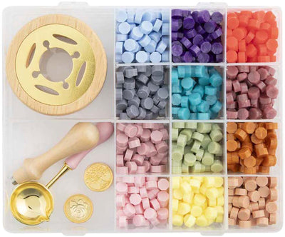Wachssiegel-Set der kreativen Bastelgruppe – inkl. 12 Farben, 2 Stempellöffel