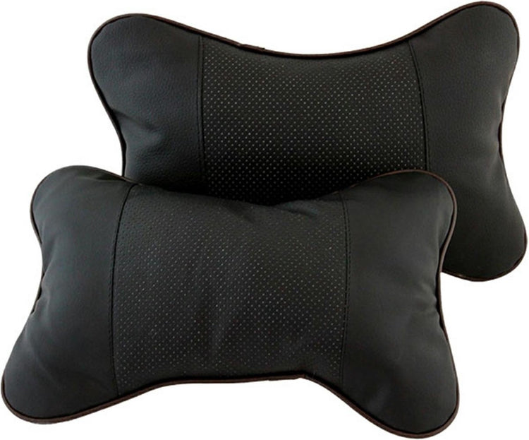 Markenlos sans marque 2x Nackenkissen Autositz Universal - 2er Set - Nackenstütze Auto - Autokissen - Kopfstütze Bürostuhl - Weich und bequem - Kunstleder - Schwarz