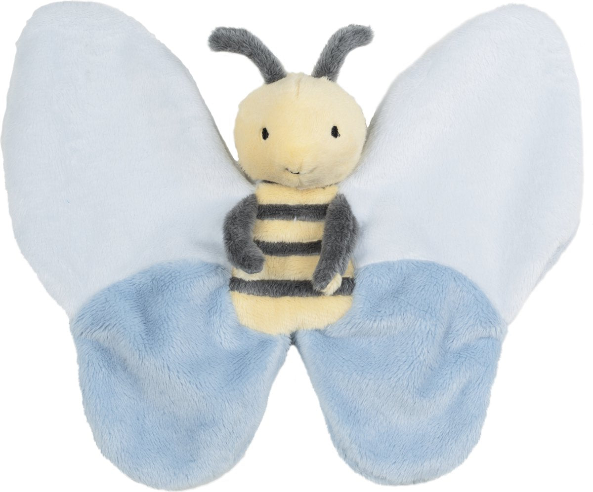 Glückliches Pferd bei Benja Kuscheltuch - blau gelb - Babygeschenk