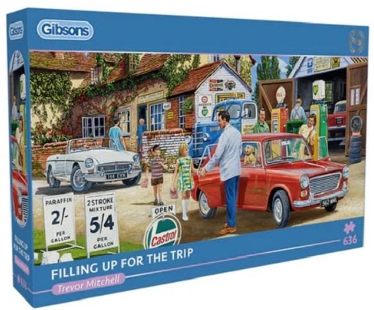 Gibsons – Tanken für die Reise (von Trevor Mitchell) – 636 Teile 69×32 cm (B×H) – Panorama-Puzzle