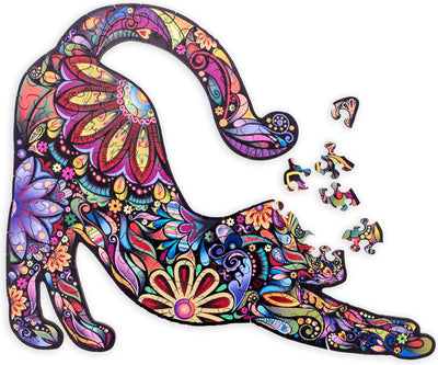 Engelhart Holzpuzzle Katze – 59 einzigartige Puzzleteile – Holzpuzzle im A4-Format – Tierpuzzlespiel – kompaktes Denkspiel – inklusive Aufbewahrungsbox –