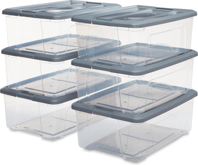 Iris neue Topbox-Aufbewahrungsbox – 30 l – Kunststoff – transparentes Silbergrau – 6er-Set