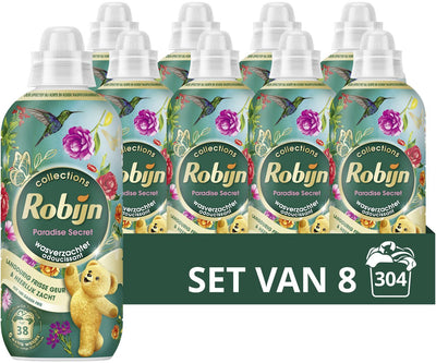 Robijn – Weichspüler – Paradise Secret – 8 Flaschen – 304 Waschgänge – Vorteilspack