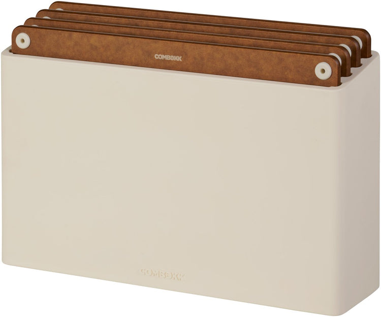 Combekk Schneidebrettset 4-teilig – 100 % recyceltes ABS- und FSC-Pressholz – frei von Mikroplastik – antibakteriell – spülmaschinenfest – brauner Sand – 20 x 30 cm