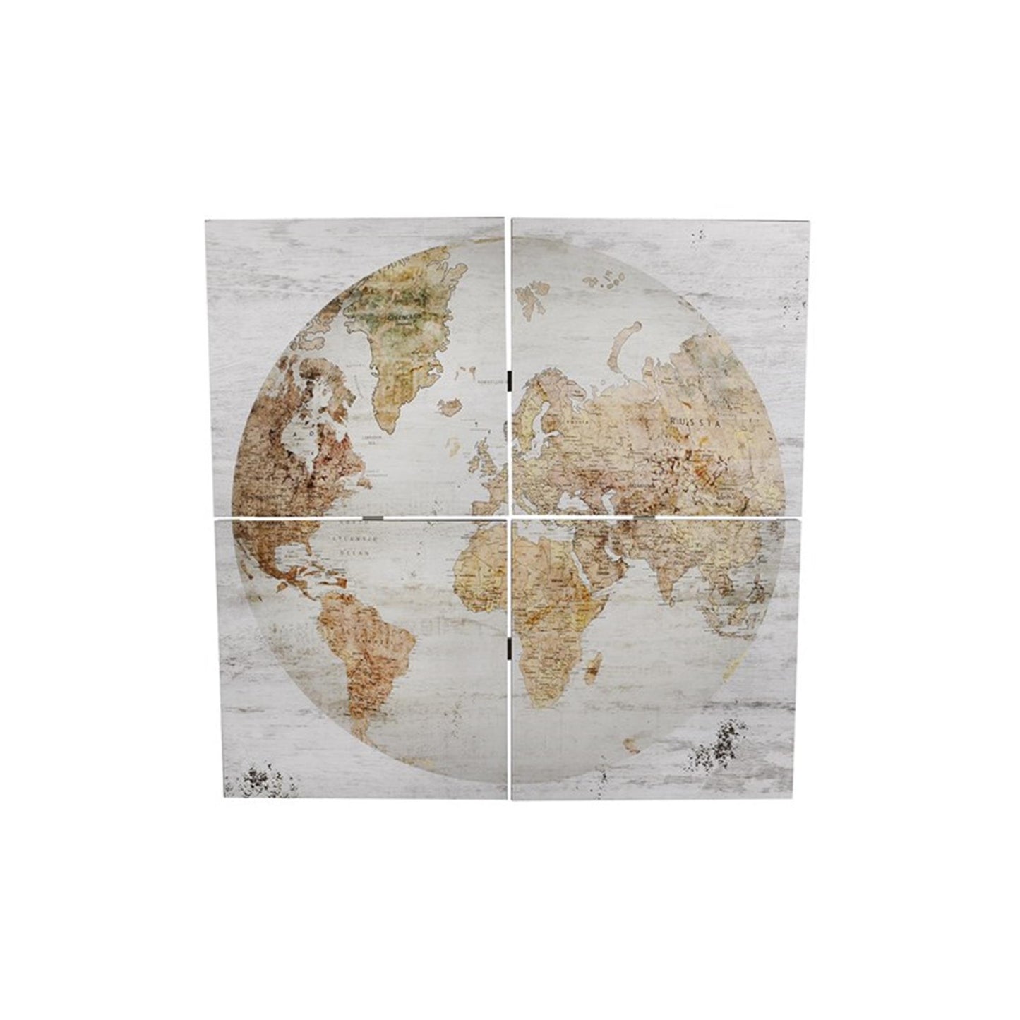 Cosydecor Wandkarte 'Globus' 4-teilig 80x80 weiß