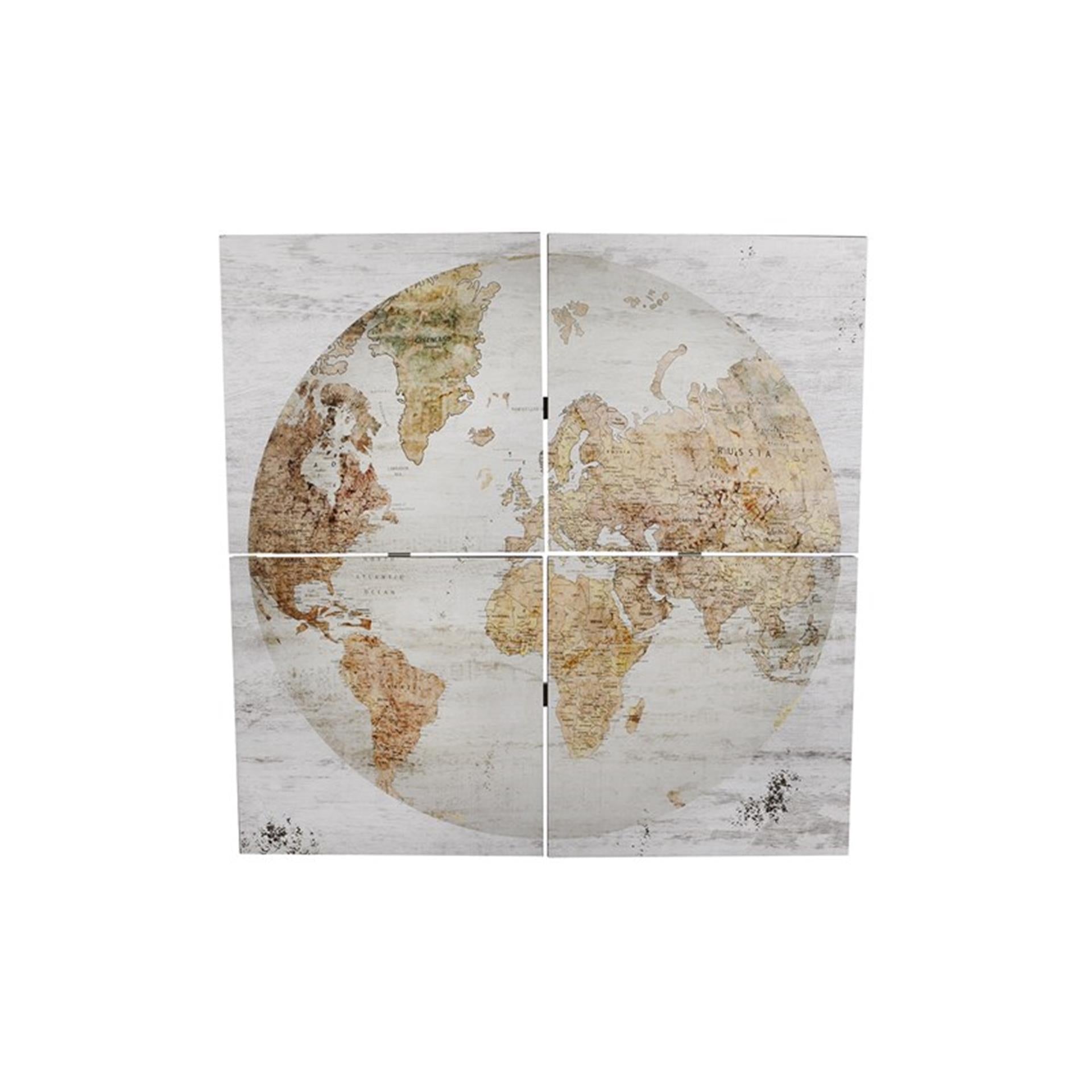 Cosydecor Wandkarte 'Globus' 4-teilig 80x80 weiß