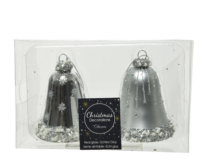 Decoris Weihnachtsanhänger-Set, Uhren-Set, 2 Stück, Silber