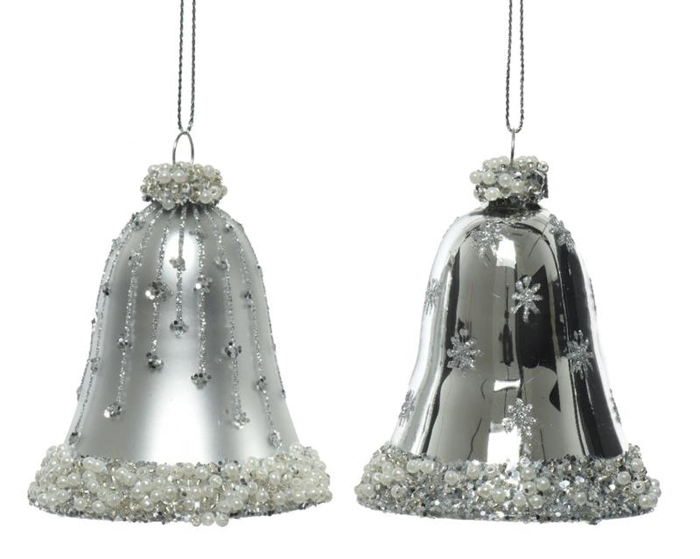 Decoris Weihnachtsanhänger-Set, Uhren-Set, 2 Stück, Silber