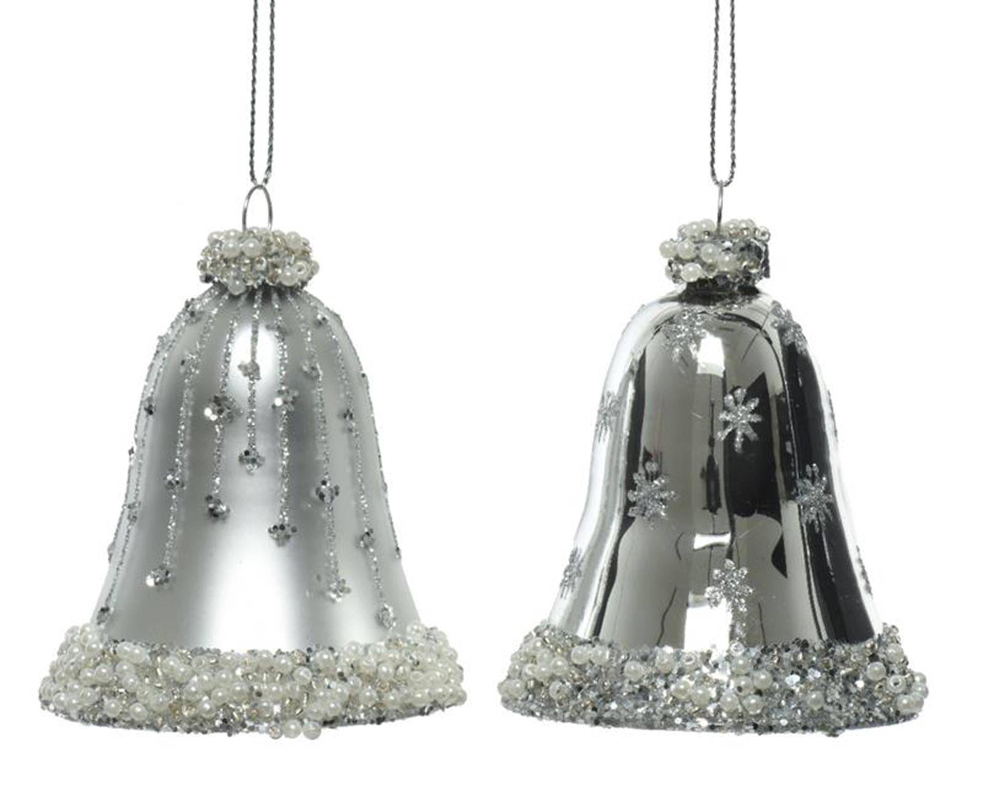 Decoris Weihnachtsanhänger-Set, Uhren-Set, 2 Stück, Silber