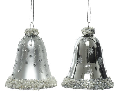 Decoris Weihnachtsanhänger-Set, Uhren-Set, 2 Stück, Silber