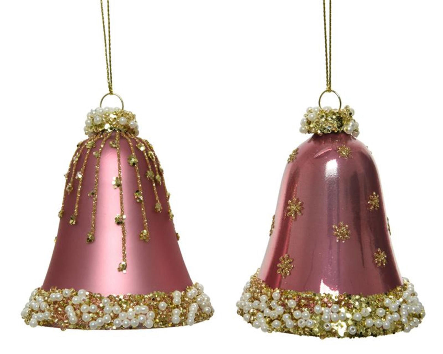 Decoris Weihnachtsanhänger-Set, Uhr-Set, 2 Stück, rosa