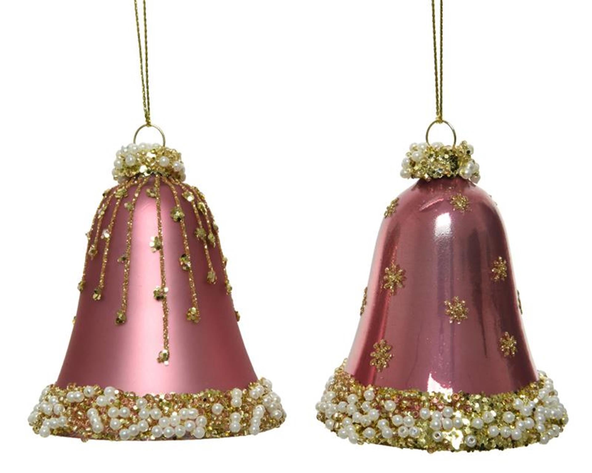 Decoris Weihnachtsanhänger-Set, Uhr-Set, 2 Stück, rosa