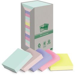 Haftnotizen, Post-it, recycelt, 76 x 76 Stück, 16-teiliges Farbsortiment aus Karton