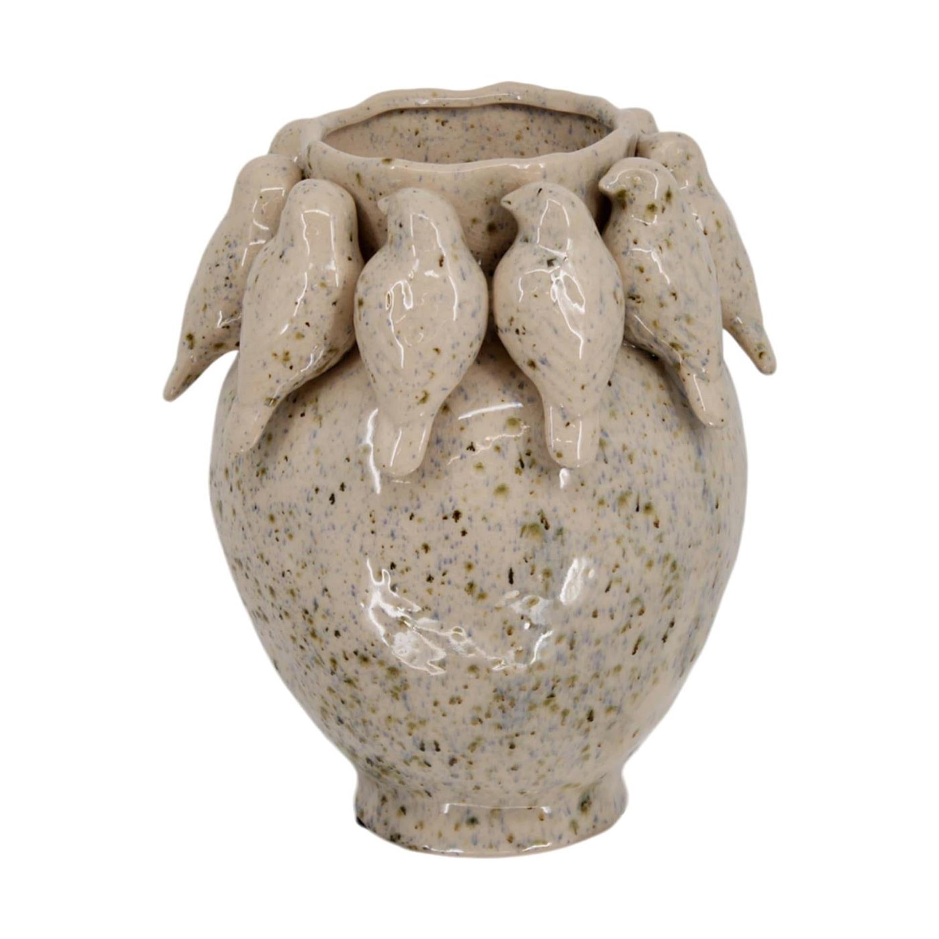 Dijk Natural Collections Vase mit Vögeln aus Zement ø22,7xh28cm