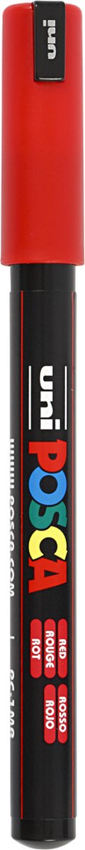 UNI-POSCA POSCA-Marker, AFM PC-1MR, Leitungsdicke 0,7 mm, Extra-Fine, Rot, 1 Stück